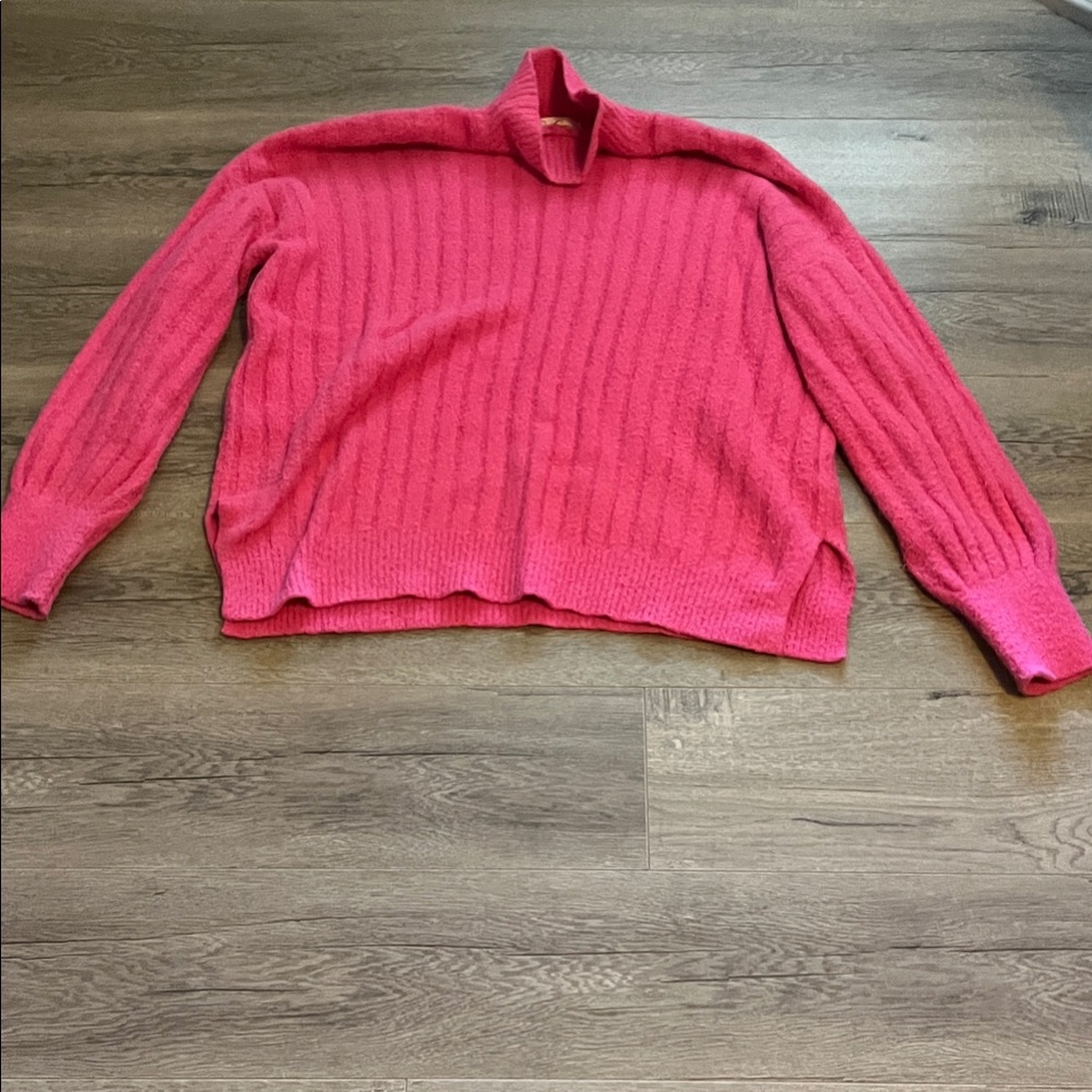 Jessica Simpson Hot Pink Ribbed Turtleneck Sweater